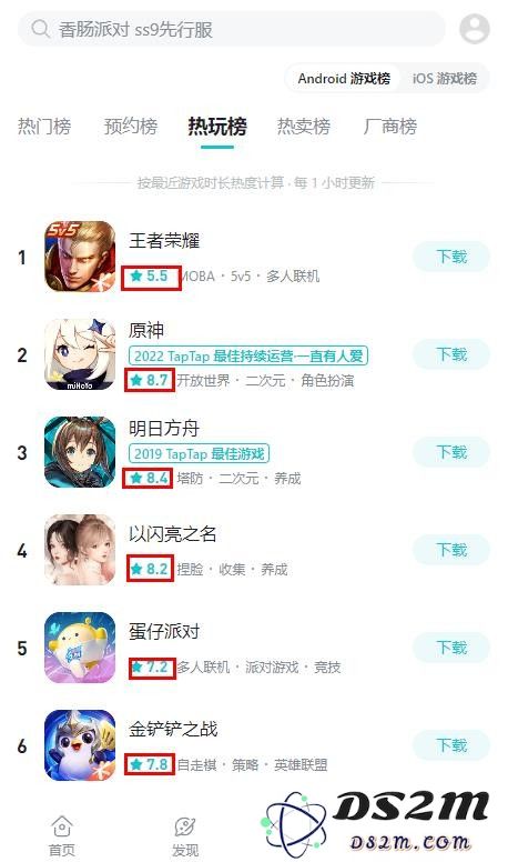 taptap评分计算方法