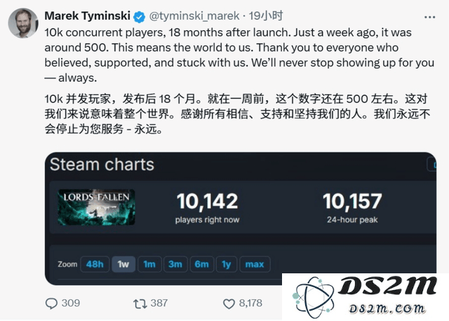 《堕落之主》重磅更新：Steam玩家突破一万人，CEO深情致谢