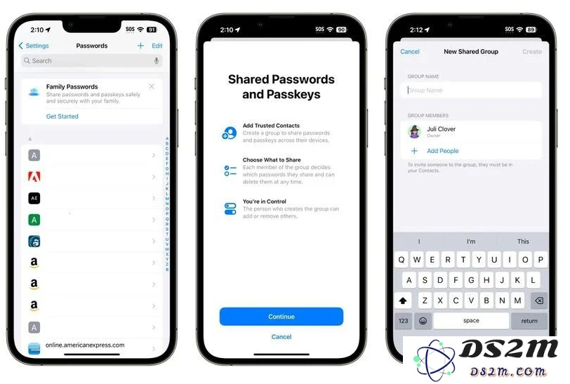 在 iOS 17 中，如何利用 iCloud 钥匙串安全地与朋友分享密码信息？