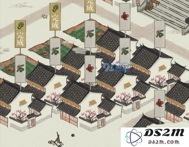 江南百景图中住宅屋顶的剪刀象征着什么样的文化和艺术意义？
