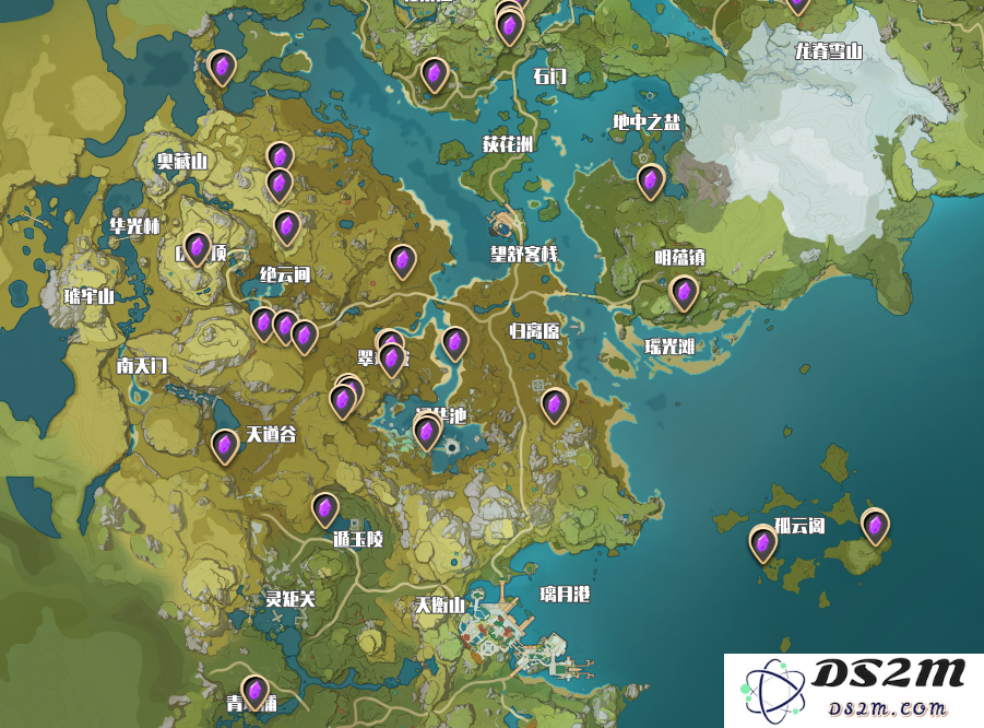 水晶石原神分布图