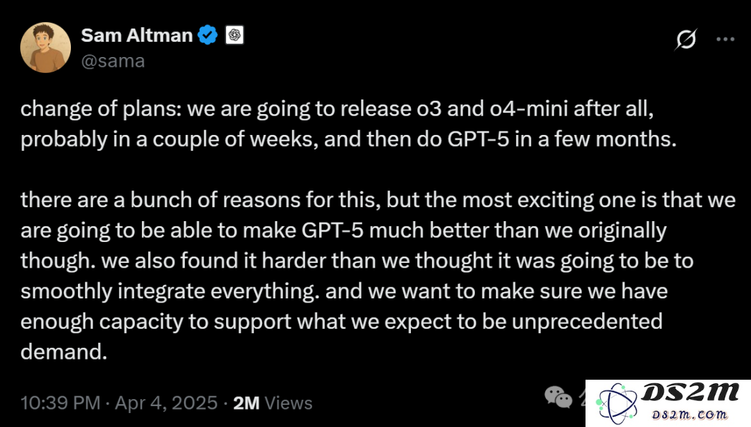 奥特曼正式发布：免费GPT-5表现卓越，o3与o4-mini首发上线！Llama 4再次被延迟