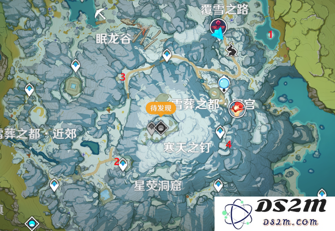 原神雪山三个怪冰位置
