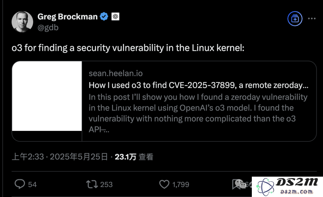 历史新突破！o3成功发现Linux内核零日漏洞，通过反复审查12000行代码精准定位，无需使用任何辅助工具