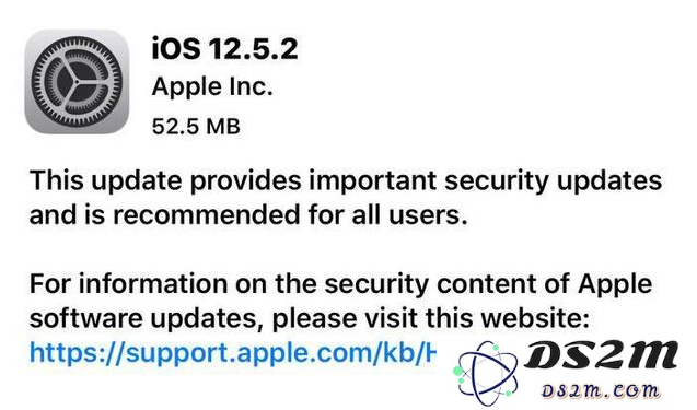苹果公司推出iOS12.5.2版本，强烈推荐所有旧款苹果设备用户进行更新
