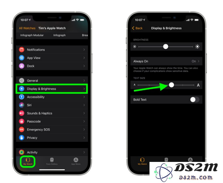 如何更改 Apple Watch 上的文字大小？
