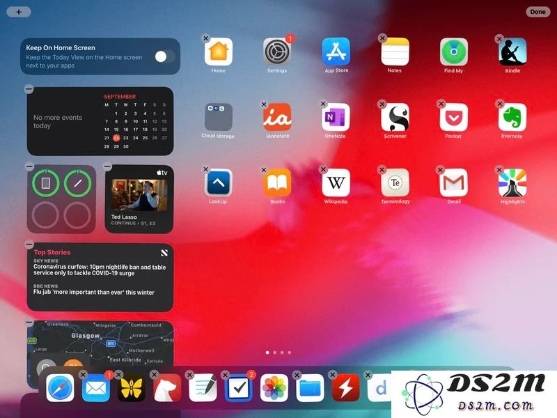 如何在iPad 的主屏幕上显示「小组件」？