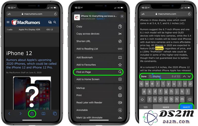 如何在 iPhone 和 iPad 上的 Safari 浏览器中搜索特定文本？