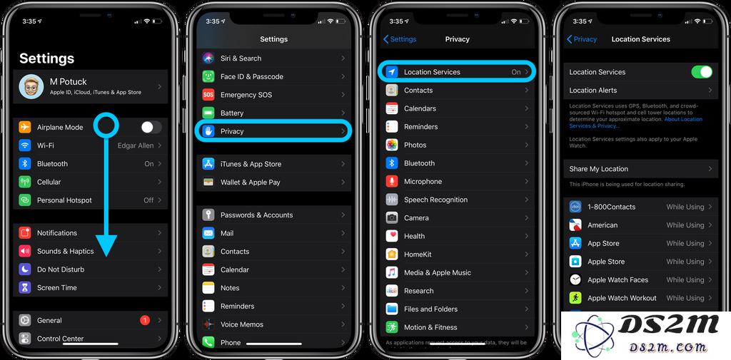 如何检查哪些应用程序被授权访问 iPhone 的位置信息和相关权限设置？