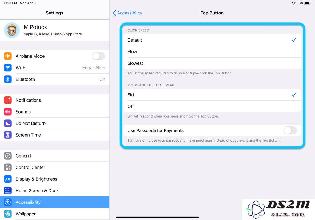 如何自定义 iPad Pro 的顶部按钮的功能？