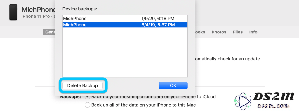 如何在 macOS Catalina 中删除 iPhone 备份文件？