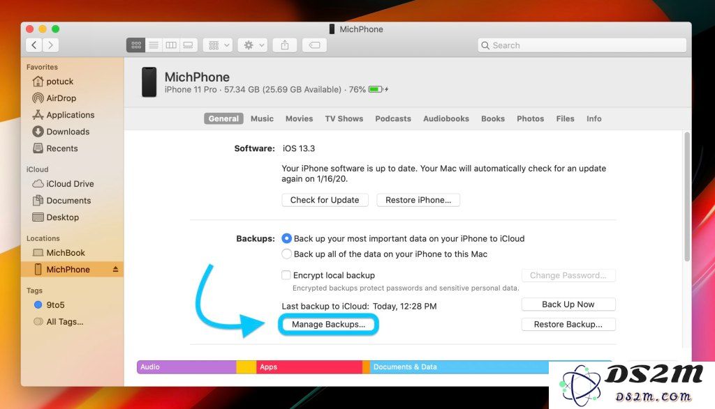 在 macOS Catalina 系统中如何安全地删除不需要的 iPhone 备份文件？