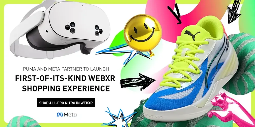 Puma 与 Meta 合作推出专为 Quest 设计的 WebXR 混合现实购物平台，重点推广新款篮球鞋