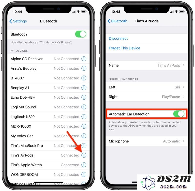 如何关闭 AirPods 上的自动人耳检测功能？