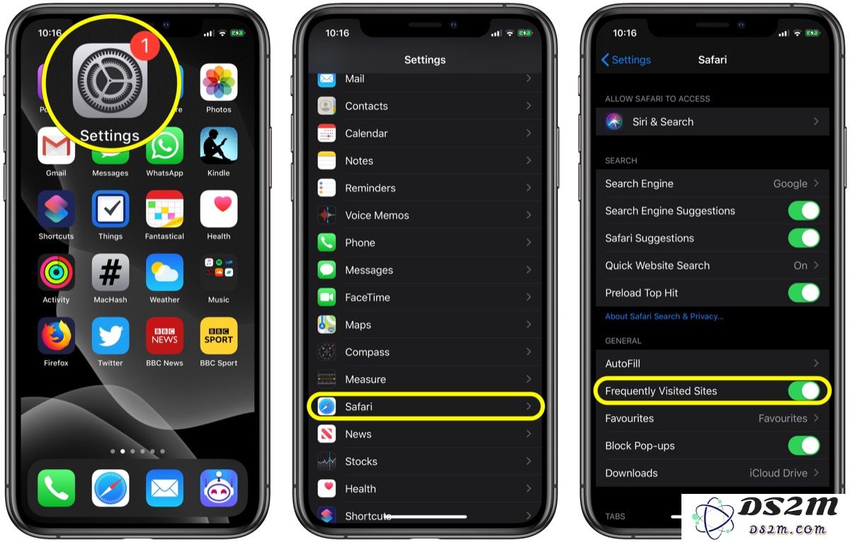 如何在 iOS 设备中的 Safari 起始页删除常访网站？