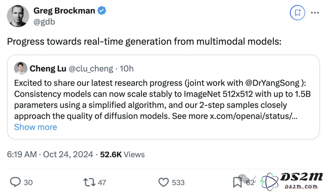 比扩散模型快50倍！OpenAI发布多模态模型实时生成进展，作者还是清华校友，把休假总裁Greg都炸出来了