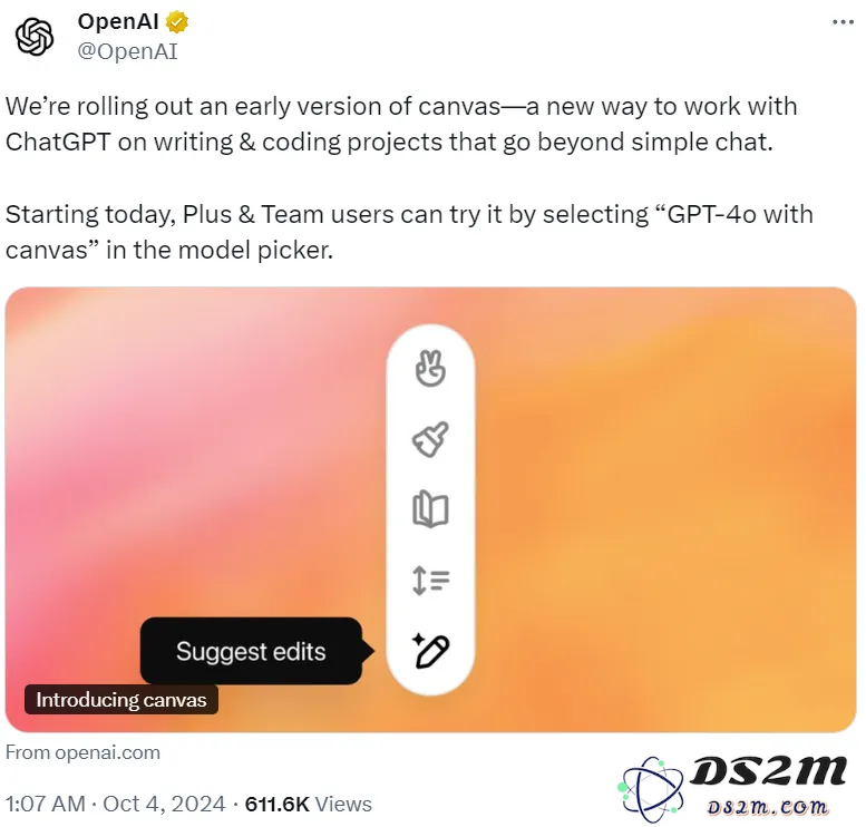 刚刚，OpenAI发布全新交互界面canvas，助力ChatGPT成为高效写作与编程的强大工具