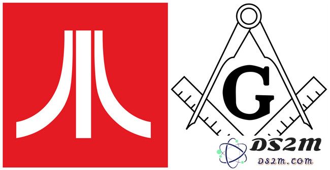 阴谋论者宣称Atari的Logo(左)就是共济会标志的抽象化