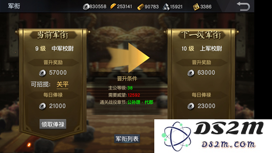 《风云三国志》军衔有什么用 军衔介绍
