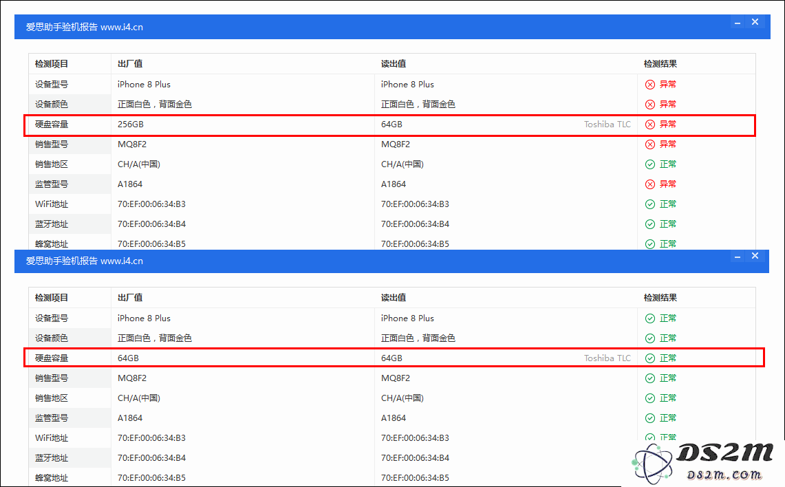 为什么DS2M显示的 iPhone 硬盘容量和厂家参数有差异？