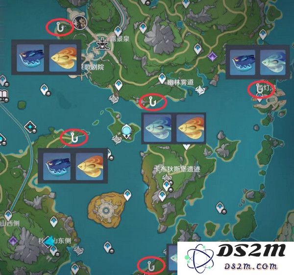 原神灰河渡手钓鱼地点分布图 灰河渡手精炼材料钓鱼点位攻略[多图]图片7