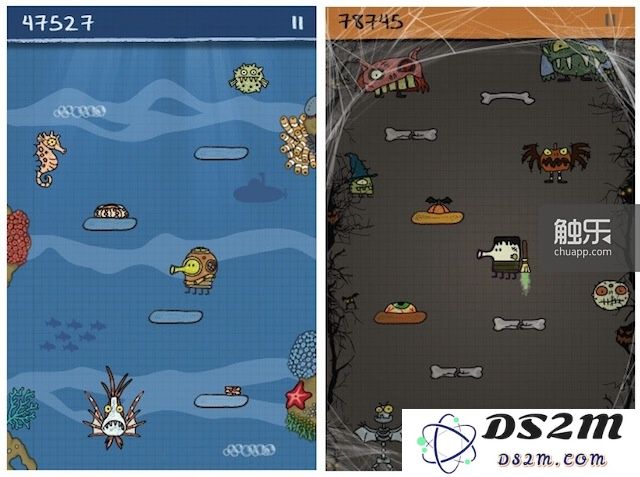 《Doodle Jump》这样的游戏,如果使用传统的触摸操作,难度会急剧降低;所以它使用重力感应操作是设计上的有意选择