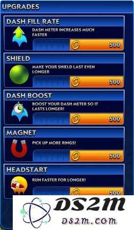 Sonic Dash中的升级选项会为玩家提供永久性增益效果