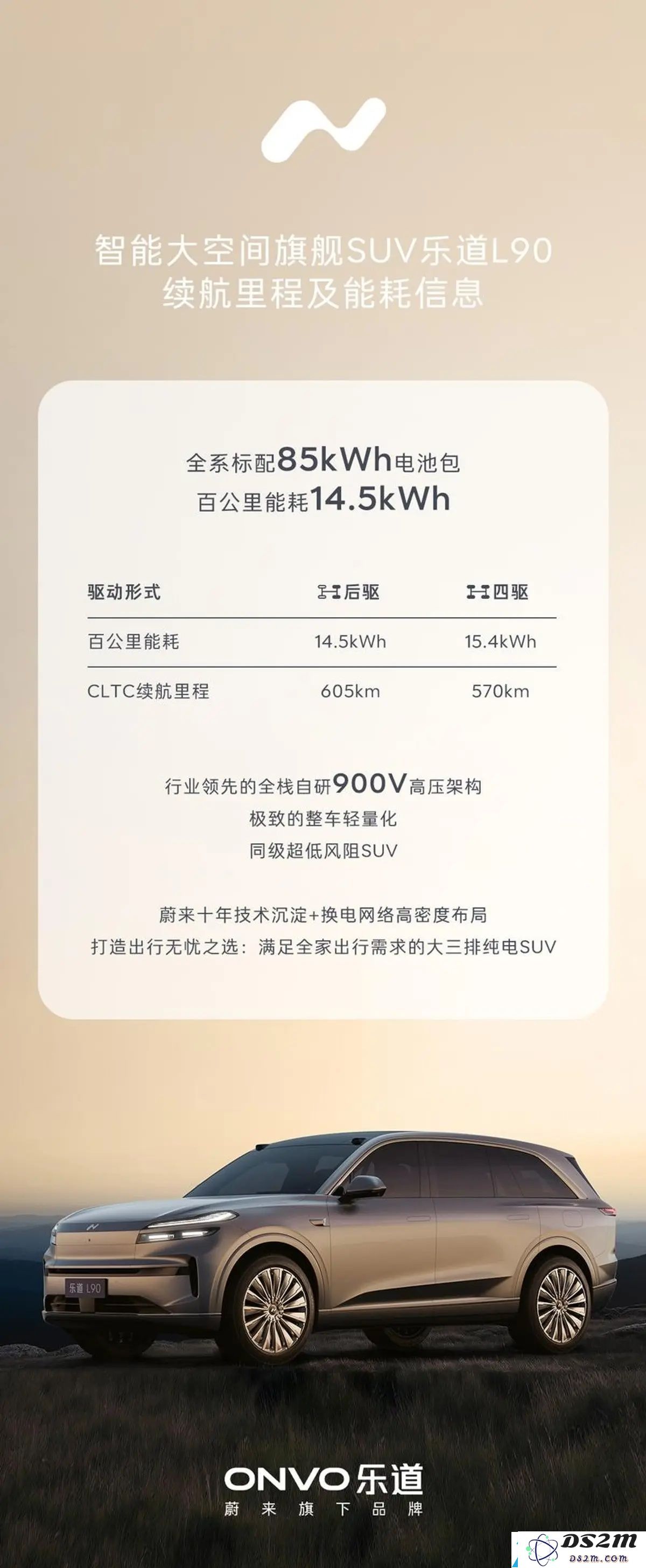 工信部披露蔚来乐道L90动力电池续航及容量信息：提供两种电池版本选择
