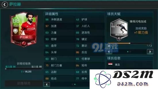 FIFA足球世界最新玩家推荐阵容详解：本期妖人萨拉赫数据详解图片5