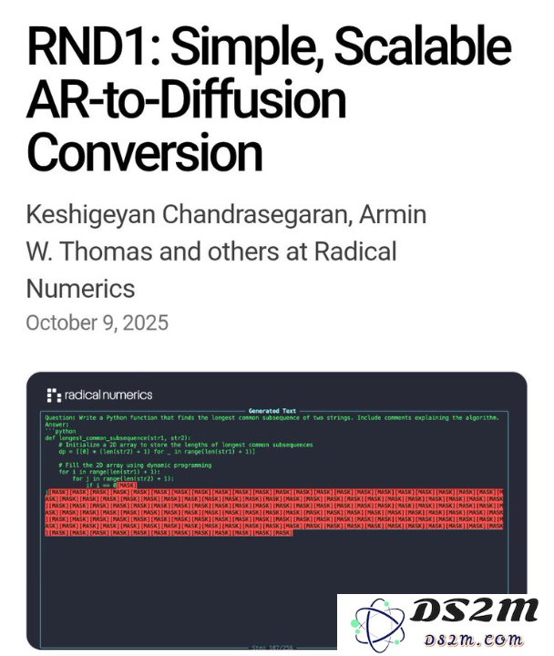 重大进展：Radical Numerics开源30亿参数的RND1模型，AI自我进化迎来重要里程碑