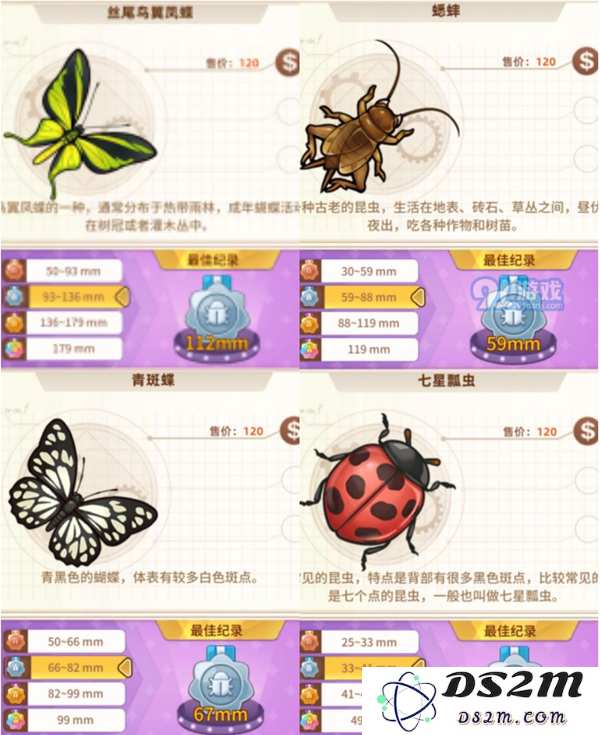 悠长假期手游昆虫图鉴大全 1星-5星昆虫图鉴汇总
