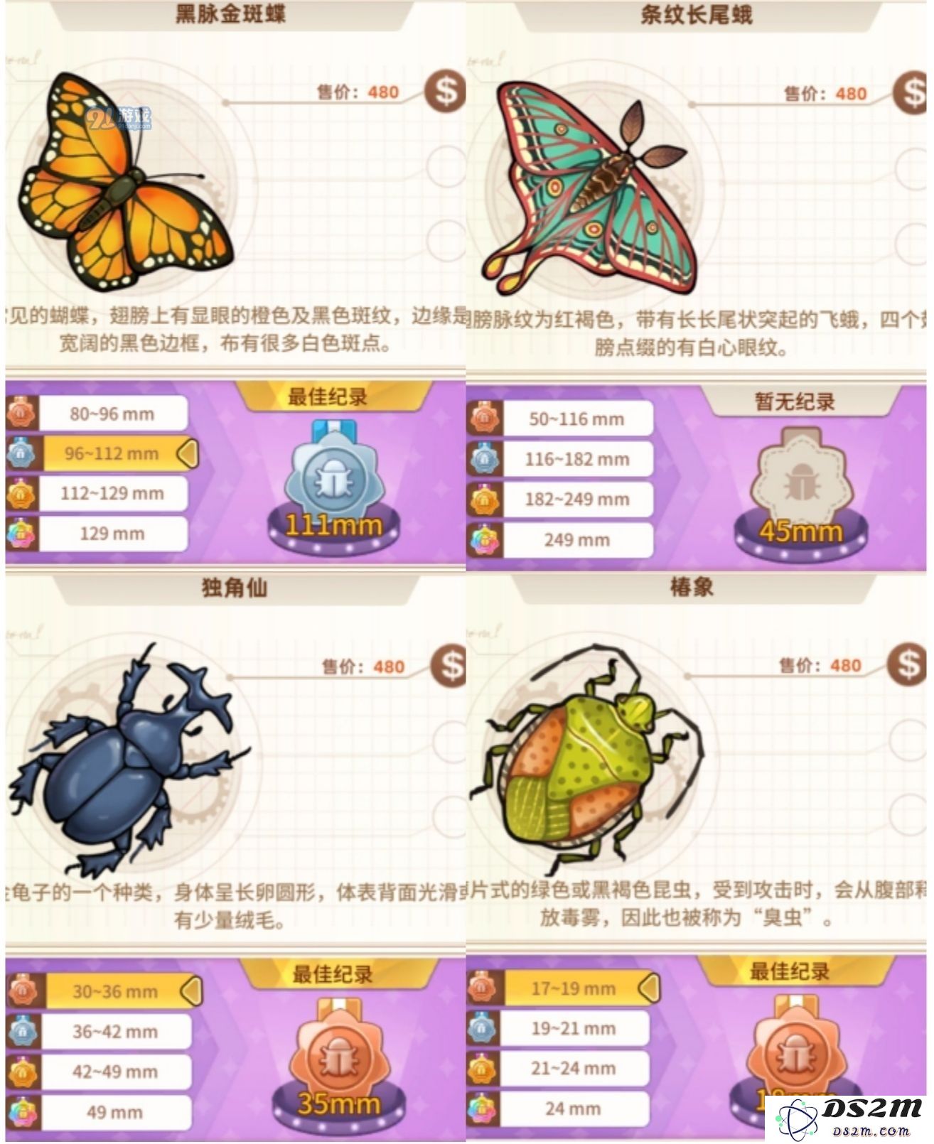 悠长假期手游昆虫图鉴大全 1星-5星昆虫图鉴汇总