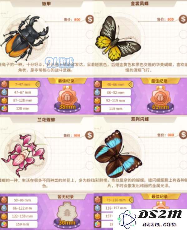 悠长假期手游昆虫图鉴大全 1星-5星昆虫图鉴汇总
