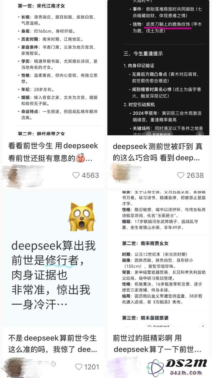 “3秒钟揭示我前世的身份竟是南宋传奇女同？免费的DeepSeek仿佛要被当作算命大师来玩了！”