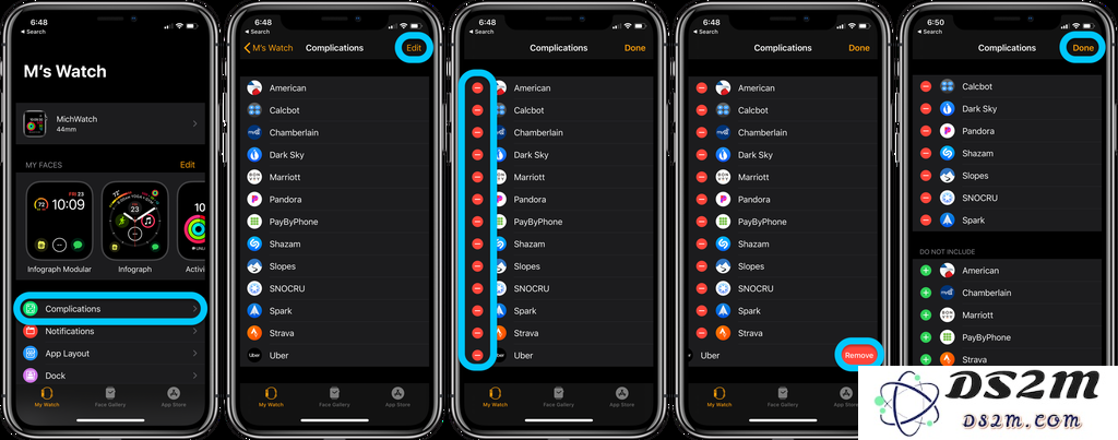 如何高效整理 Apple Watch 的应用程序列表？以及如何从复杂功能选项中删除不需要的应用？