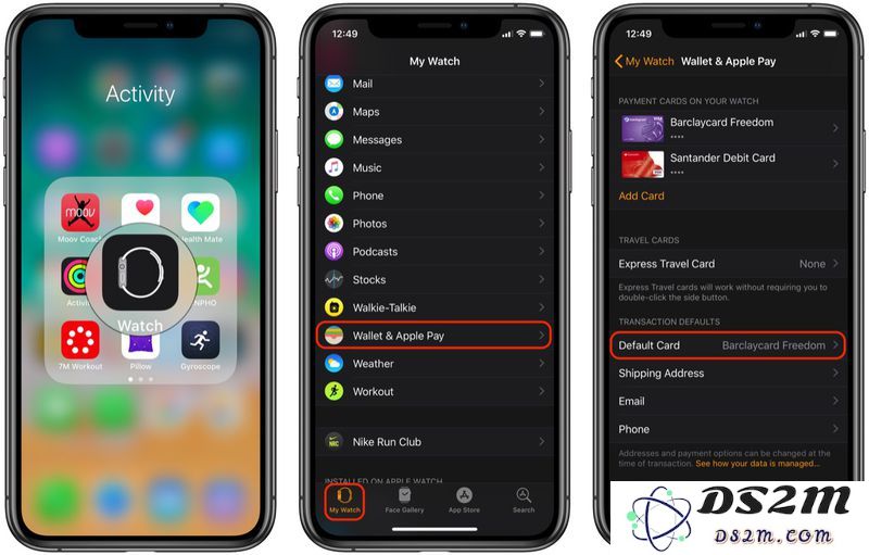如何更改 Apple Watch 上 Apple Apy 的默认卡片？