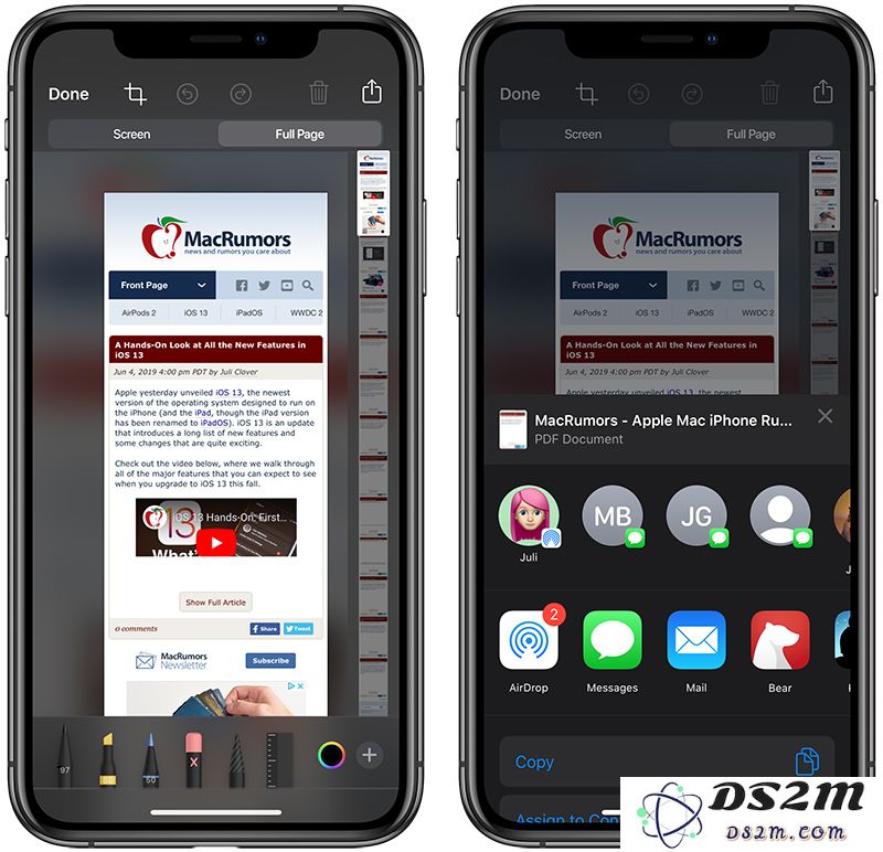 如何在 iOS 13 中将 Safari 浏览器中的网页以 PDF 文件格式进行保存和共享的详细步骤