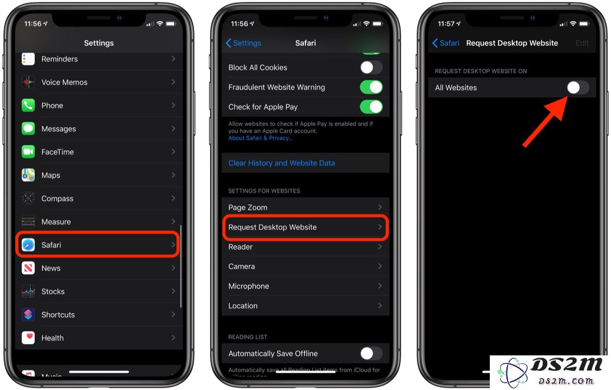 如何在 iOS 13 设备的 Safari 浏览器中请求桌面网站？