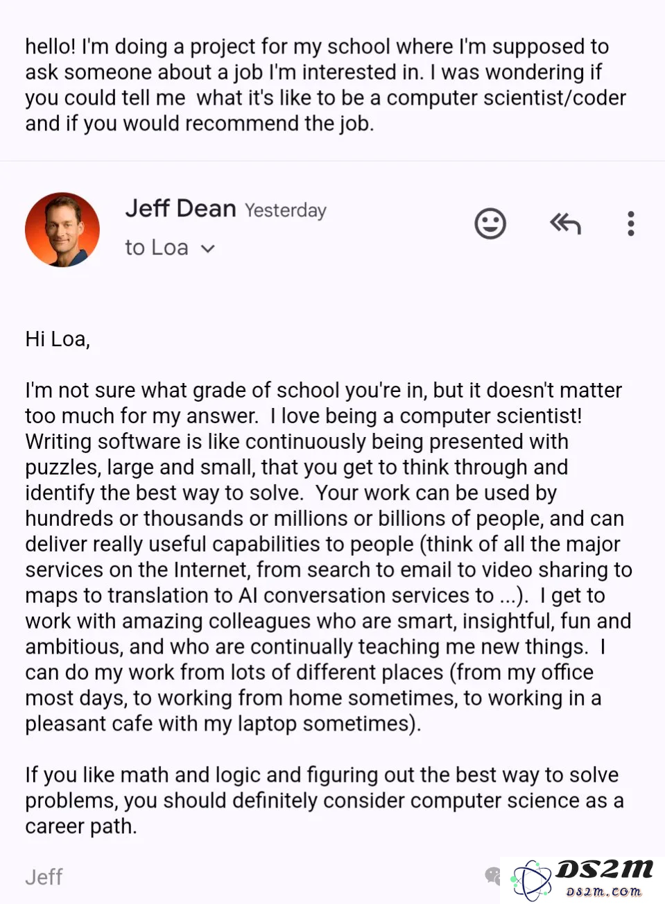 Jeff Dean亲授职业秘籍，力荐计算机！编码改变全世界