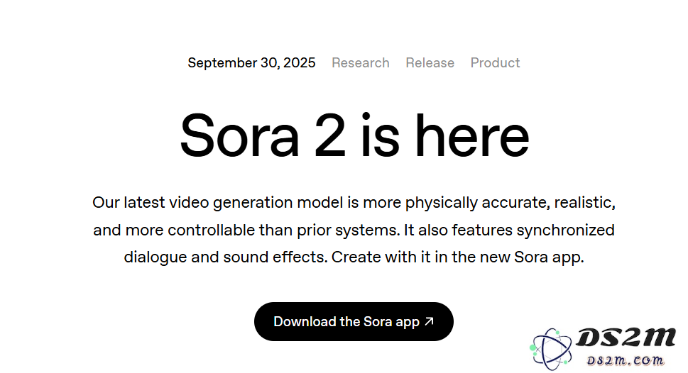 OpenAI 推出 Sora2 及其同名社交应用：全新 Sora 版“TikTok”，实现音视频内容的同步生成与分享
